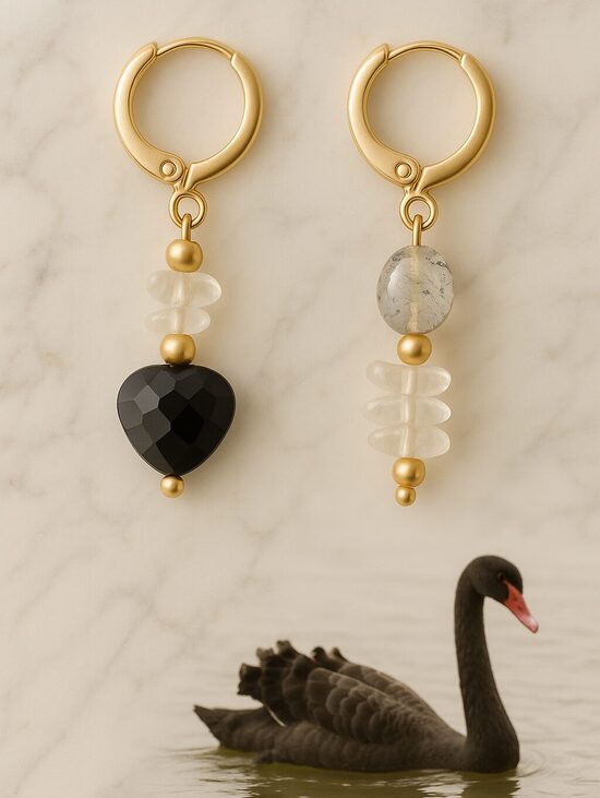 Dabīgo akmeņu auskari "Tumsas Grācija"